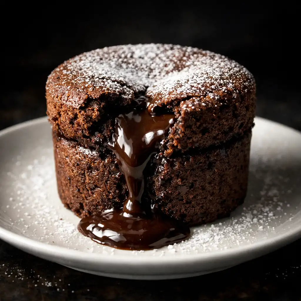 Soufflé au chocolat grand cru avec cœur coulant et crème anglaise