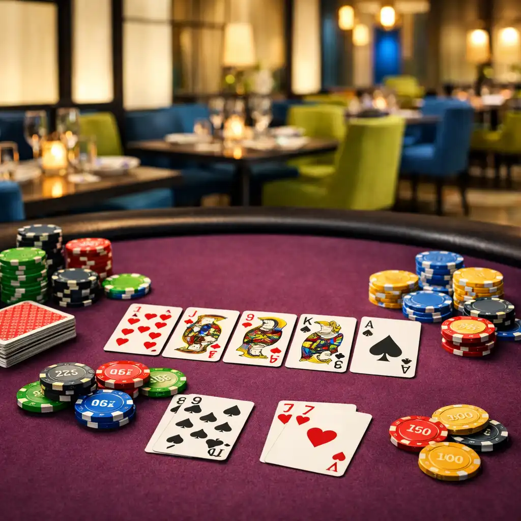 Table de poker élégante dans le restaurant gastronomique Atelier Prunelle