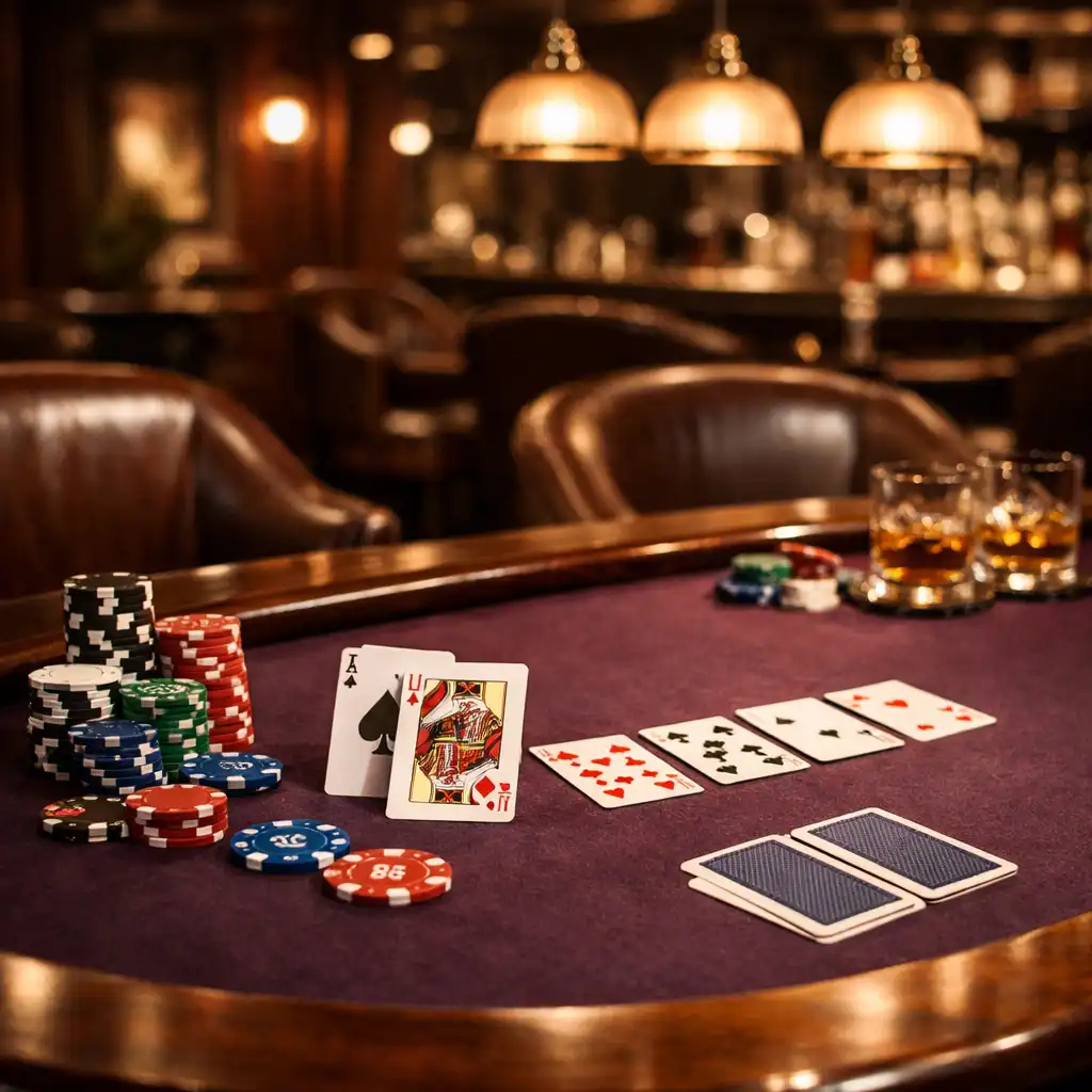 Poker Room élégante et tamisée avec plusieurs tables de poker